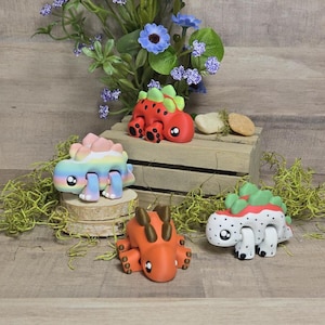 Chunky Stegosaurus Dino Magnet 3D Printed Articulated Desk Sensory Fidget Toy Spotted Egg