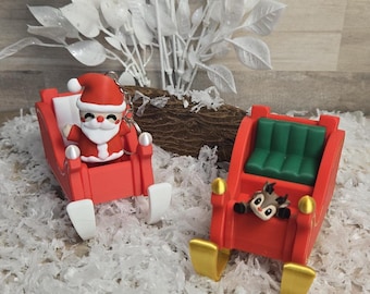 Santa's Sleigh 3D Printed Christmas Holiday Decoration Santa Ornament Keychain Charm Trinket