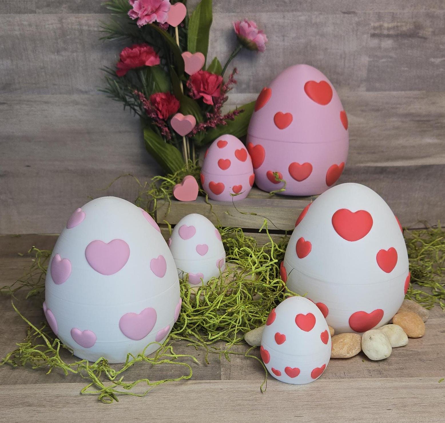 Valentine Heart Egg Gift Idea Desk Decoration Toy Critter Candy Holder Two Sizes
