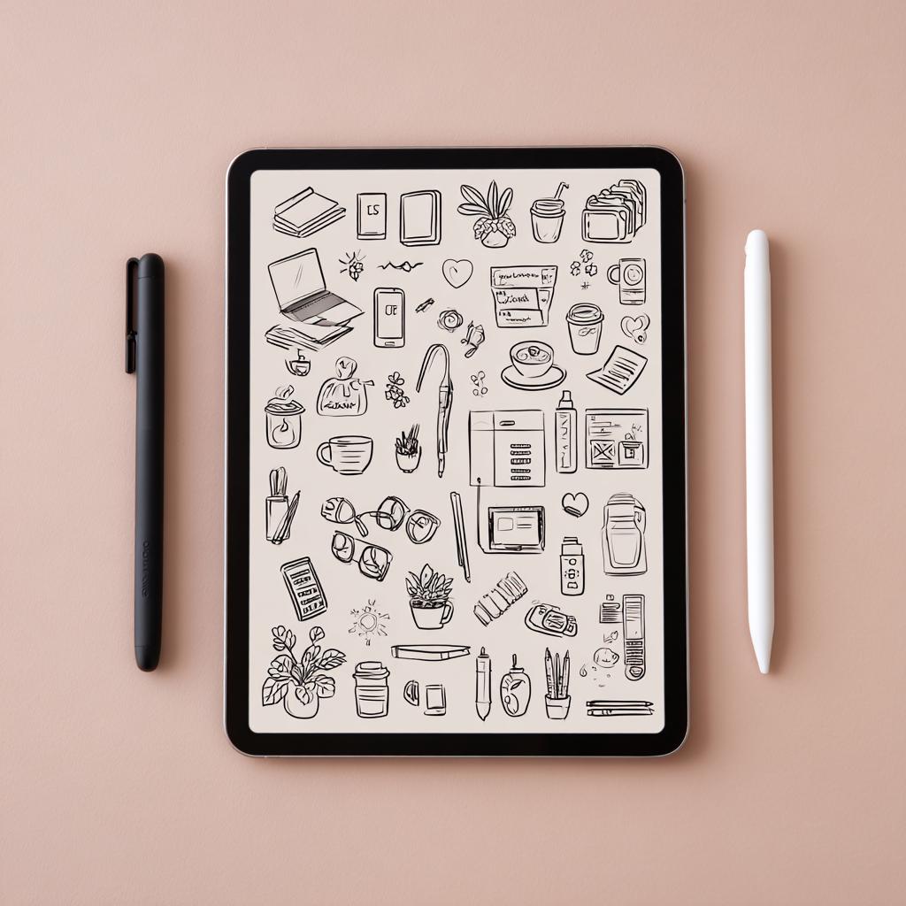 Everyday Object Clipart: 100 Hand-drawn Black Line Doodles (PNG Digital ...