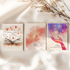 Set di biglietti da visita stampabili per insegnanti: biglietti con citazioni ispiratrici boho per apprezzare gli insegnanti, auguri digitali, decorazioni da parete per l'aula