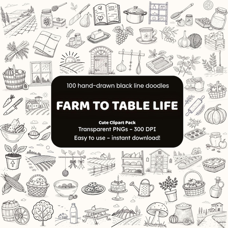 Farm to Table Line Art - Etsy