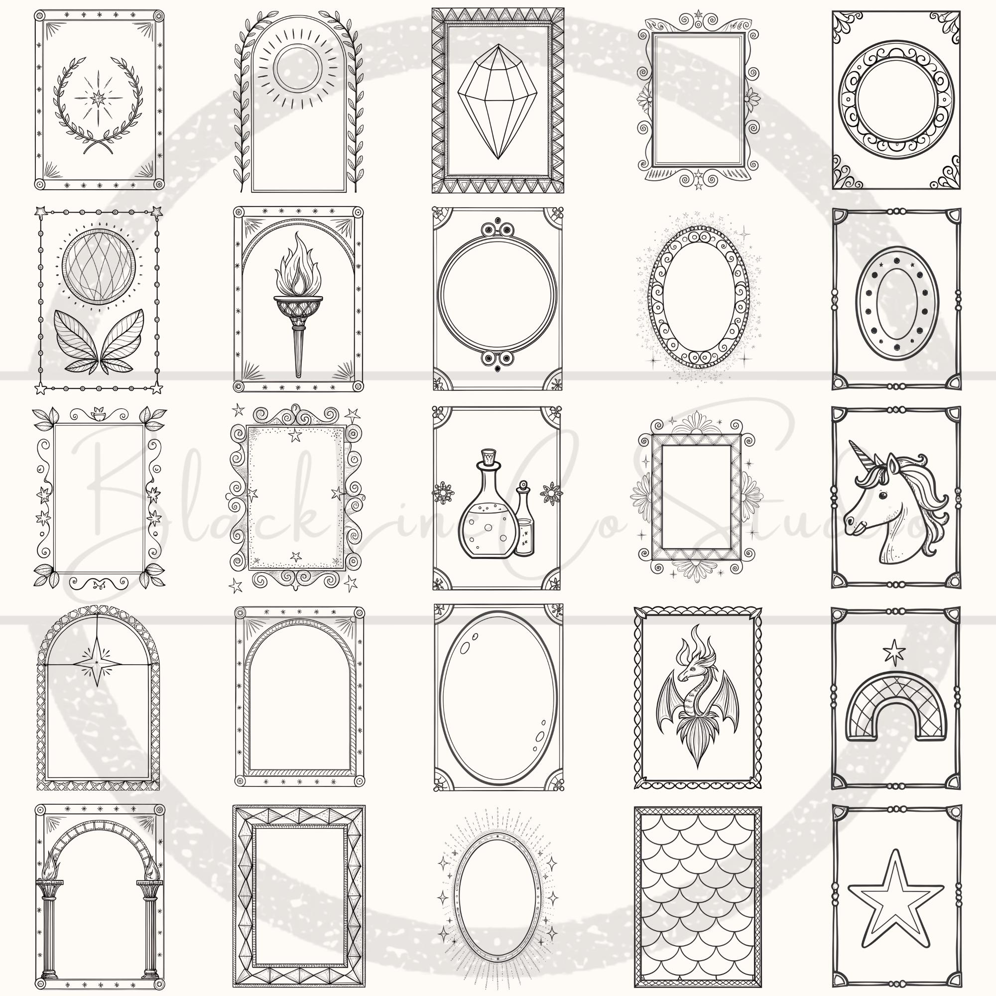 Magical Fantasy Frames Clipart PNG: 100 Hand-drawn Doodle Borders ...