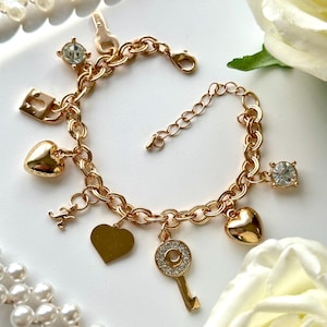 Personalized Charm Bracelet: Gold & Silver Initial Bracelet with 8 Charms