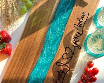 Personalized Charcuterie Board Set,Resin Serving Tray Cutting Board,Gift For Birthday, Valentine&#39;s day,Wedding, Anniversary,Couples,Housewar