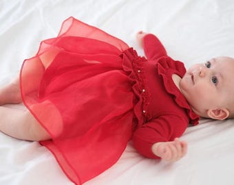 Christmas Girl|Baby Christmas Dress |Luxury  Christmas Kid Dress |Elegant Baby Red|Christmas Special Occasion Dress| Gift for Baby for Noel