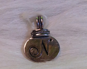 Silver Tone Initial N Slide Pendant