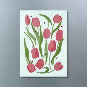 DIN A5 Druck - TULPEN-Illustration - Dekorieren & Verschenken / Tulpen, Blumen, Frühling, Sommer, Natur / Küche, Wohnzimmer, Kinderzimmer