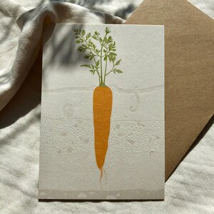 LETTERPRESS POSTKARTE Möhre / DIN A6 - Geburtstag, Ostern, Glückwünsche, Liebe Grüße / Sommer, Gartenernte, Natur.