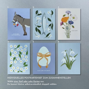 Ab 2,50 Euro / POSTKARTENSET DIN A6 zum ZUSAMMENSTELLEN Geburtstag, Glückwünsche,  Konfirmation, Kommunion, Taufe / Blumen, Natur, Tiere