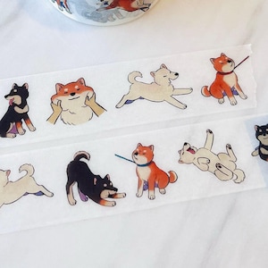 Shiba Inu Washi Tape | Cute kawaii dog illustration decor | Decorative pet DIY journal planner stationery