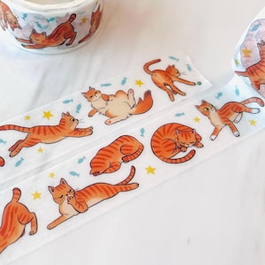 Ginger Cat Washi-tape | Leuk kawaii oranje kattenillustratiedecor | Decoratief briefpapier voor de DIY-dagboekplanner voor huisdieren