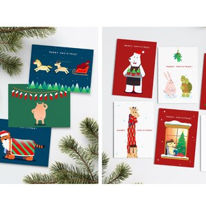 Biglietto di auguri di Natale con tenero animaletto / Cartolina di Buon Natale / Semplice set di stampe decorative / Orso polare che prepara cupcake stagionali con un grembiule