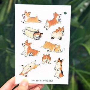 Corgi Postcard A6 | Cute soft bread loaf roll dogs | Illustration & comic card prints