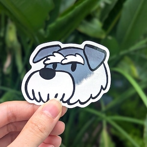 Schnauzer Sticker | Cute funny grumpy judging terrier dog | Large cartoon head vinyl stickers