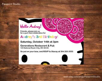 CUSTOM PRINTABLE Invitation: Hello Kitty Birthday Invitation (Customizable)