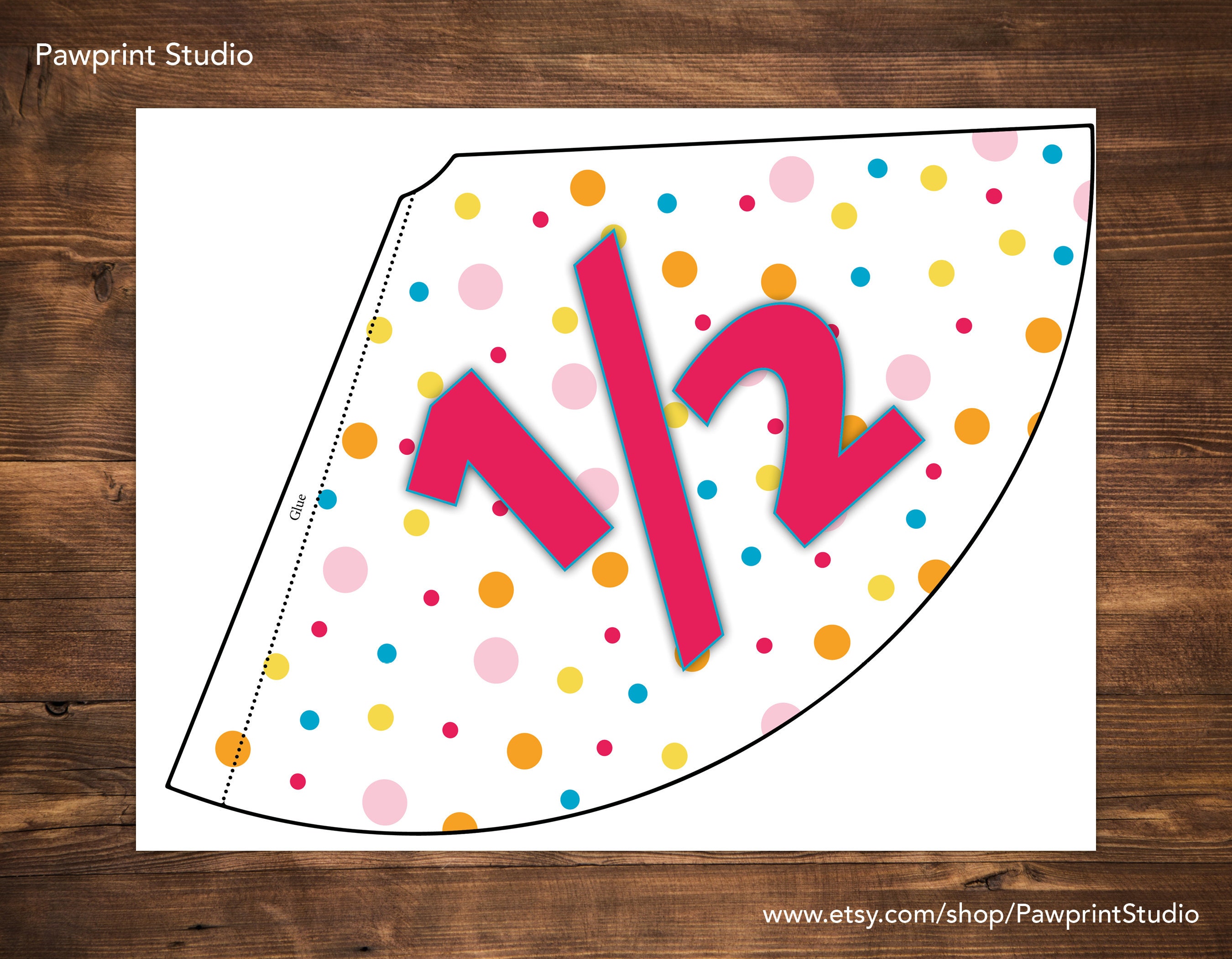 Instant Printable Bunting Happy 1 2 Half Birthday Hat Etsy