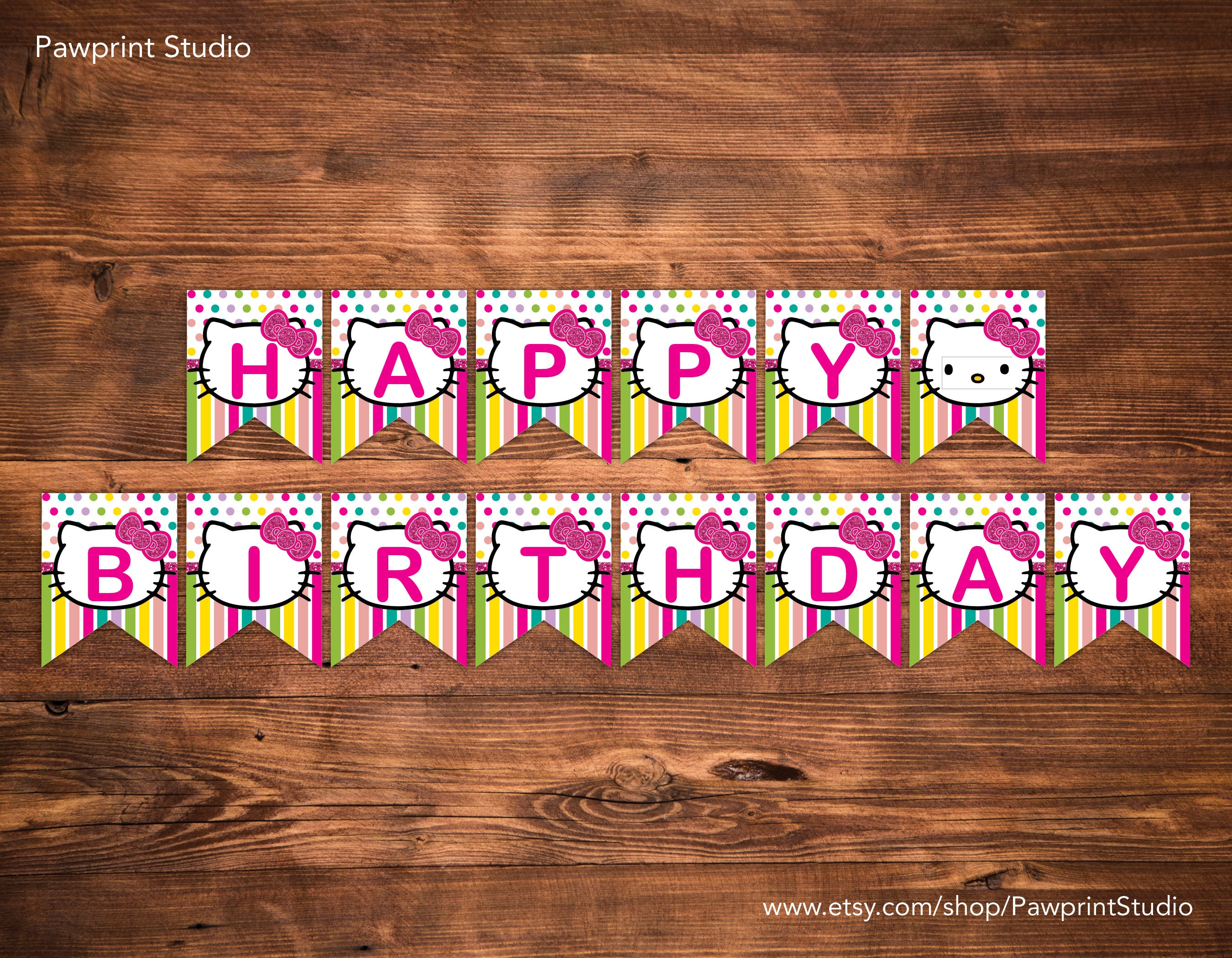 instant printable bunting hello kitty happy birthday