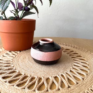 Pink Pottery Vase Striped Ceramic Vase Pink Home Decor