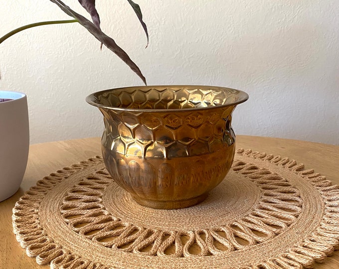 Small Brass Planter / Indoor Plant Pot / Decorative Brass Pot / Gold