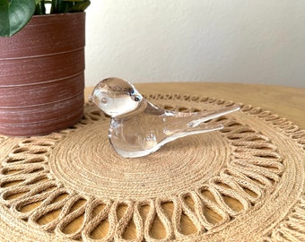 Glass Bird Figurine Clear Glass Bird Statue Glass Bird Paperweight Large Swallow Statue