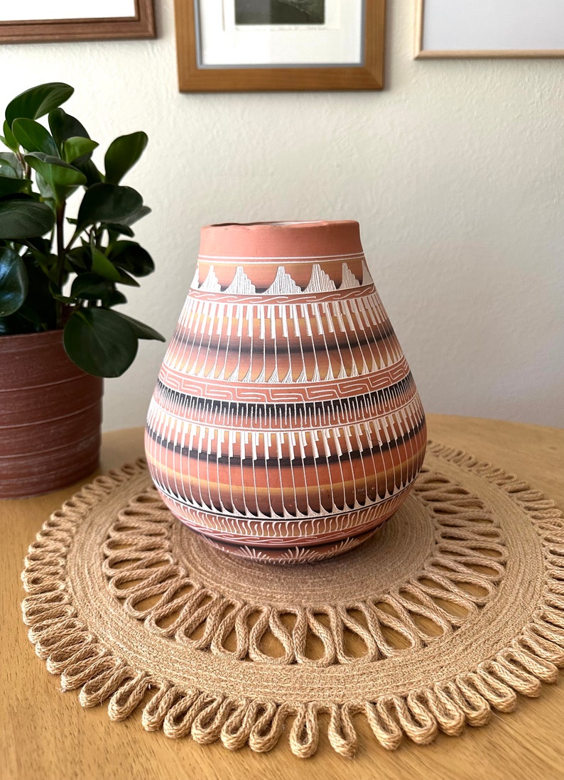 Navajo Pottery Vase Native American Pottery Vase Pink Clay Vase Southwestern Style Decor image 3