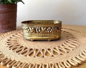 Brass Planter Floral Brass Vessel Cottage Style Decor Cottagecore Style