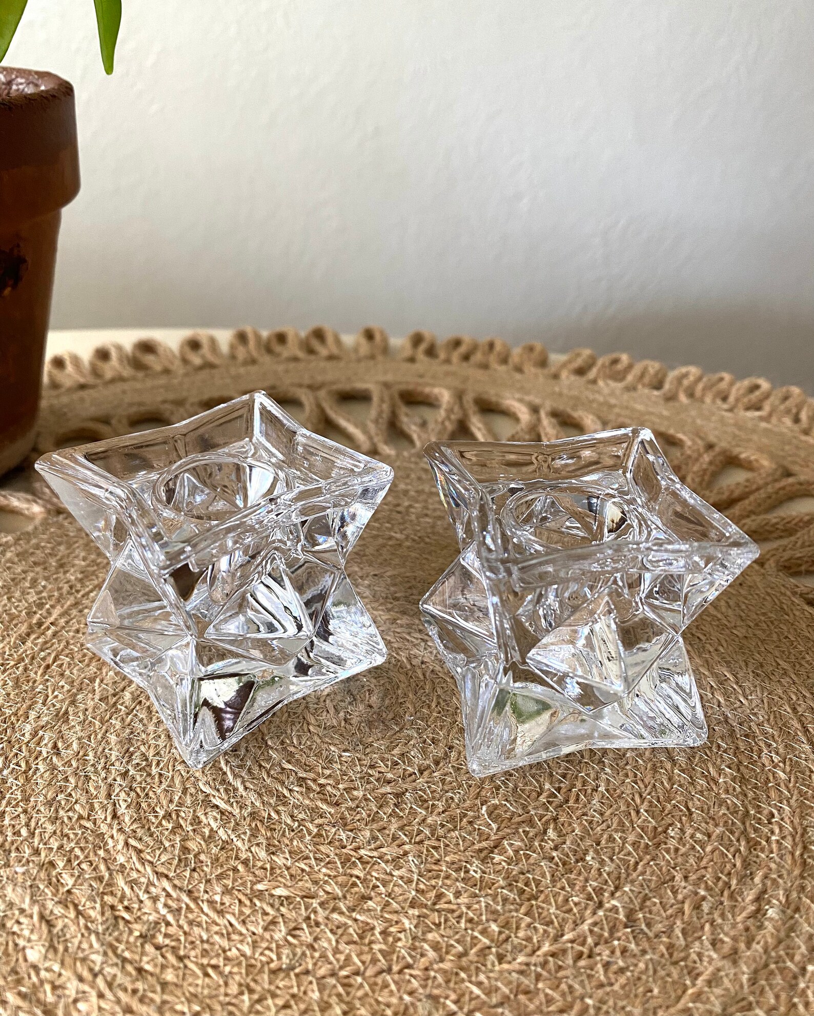 Star Candle Holders / Glass Stars / Glass Taper Candle Holders Etsy