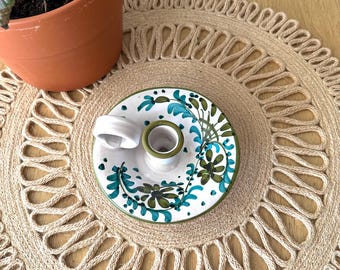 Ceramic Candle Holder Italian Floral Chamberstick Cottage Style Table Decor