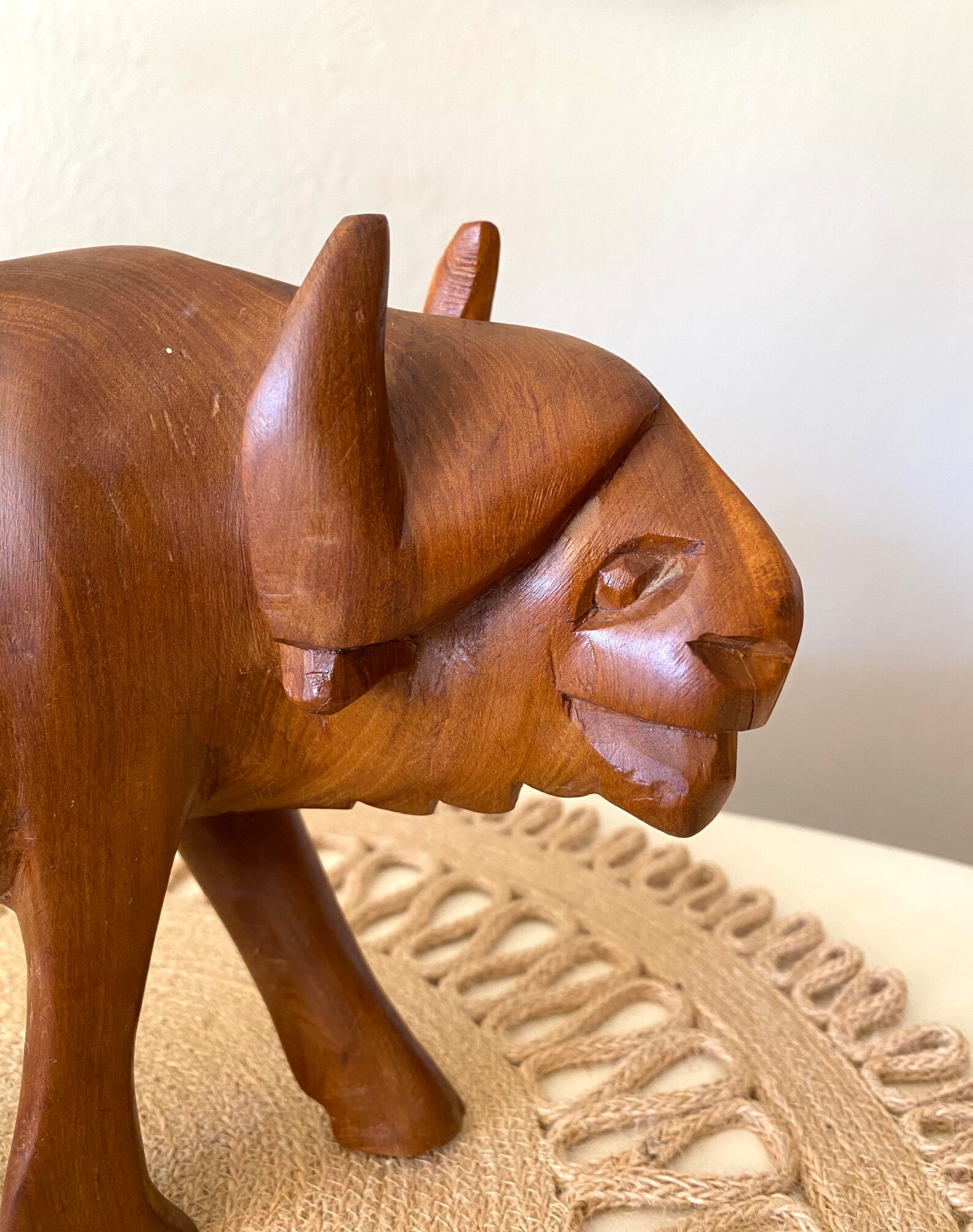 Wood Water Buffalo Statue / Wildebeest Statue / Wood Animal / Etsy