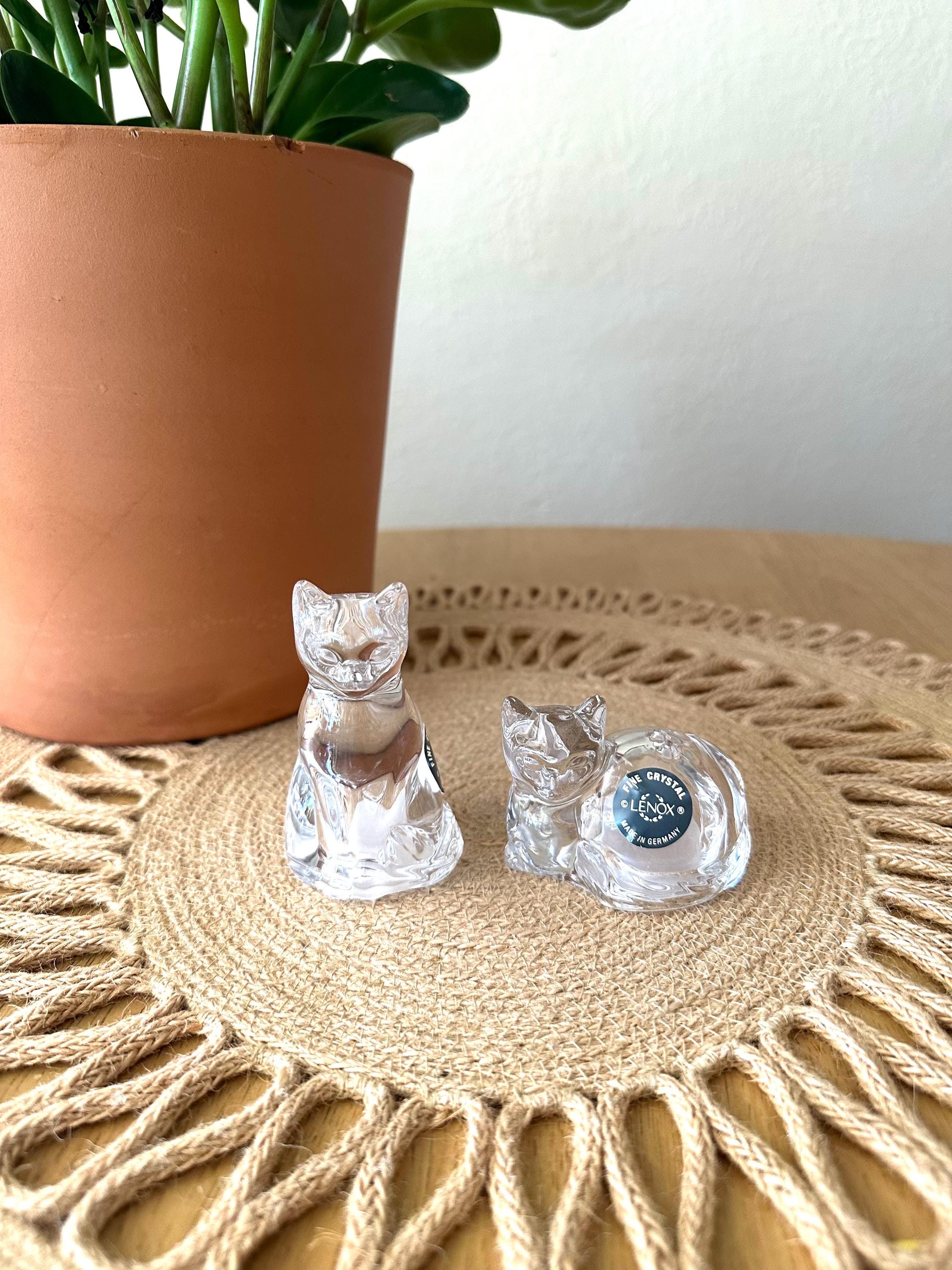 Vintage Lenox Glass Cat - Etsy