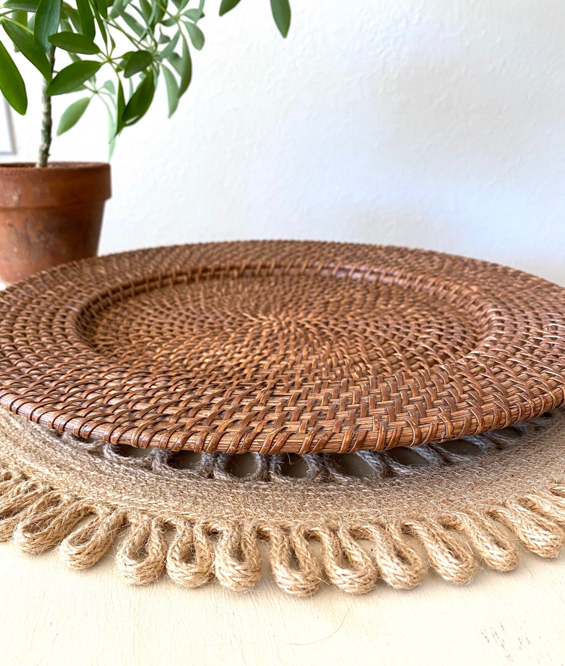Plate Charger / Round Woven Charger / Woven Plate / Round Tray Etsy
