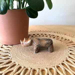 Stone Rhino Figure Miniature Rhino Statue Carved African Animal Statue
