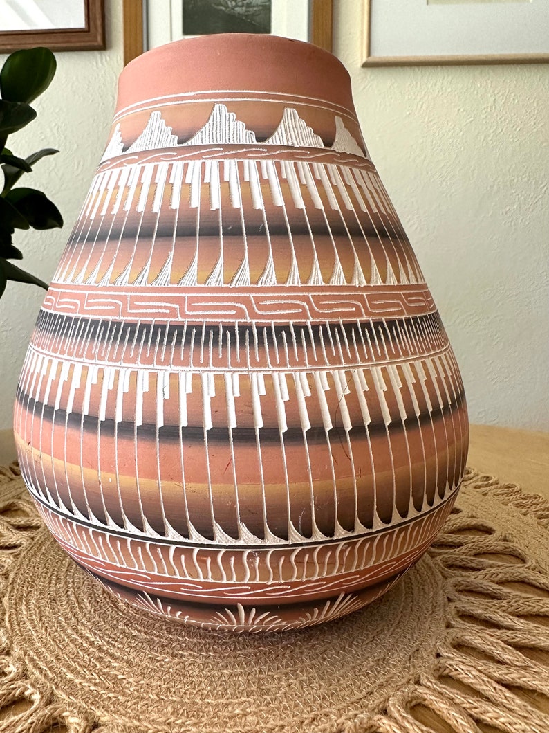 Navajo Pottery Vase Native American Pottery Vase Pink Clay Vase Southwestern Style Decor image 6