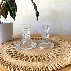 Glass Candle Holders Glass Candlesticks Table Centerpiece Wedding Table Decor Cottage Style Decor