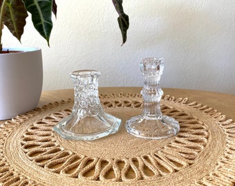 Glass Candle Holders Glass Candlesticks Table Centerpiece Wedding Table Decor Cottage Style Decor