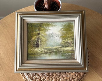 Landscape Oil Painting / Forest Landscape Artwork / Vintage Framed Art