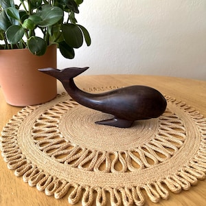 Wooden Whale Statue Wood Sea Animal Figure Coastal Style Decor