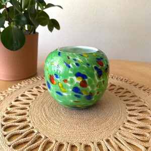 Green Glass Vase Colorful Glass Vessel Colorful Home Decor Gift for Her