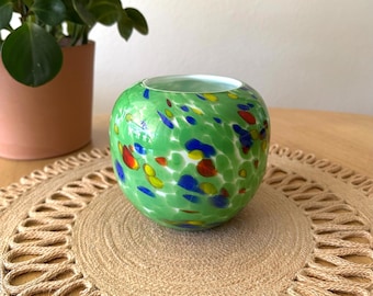 Green Glass Vase Spotted Art Glass Vase Colorful Home Decor Gift for Her