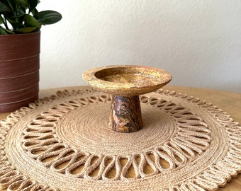 Stone Pedestal Candle Holder Travertine Candle Holder Marble Pedestal Dish Neutral Table Decor