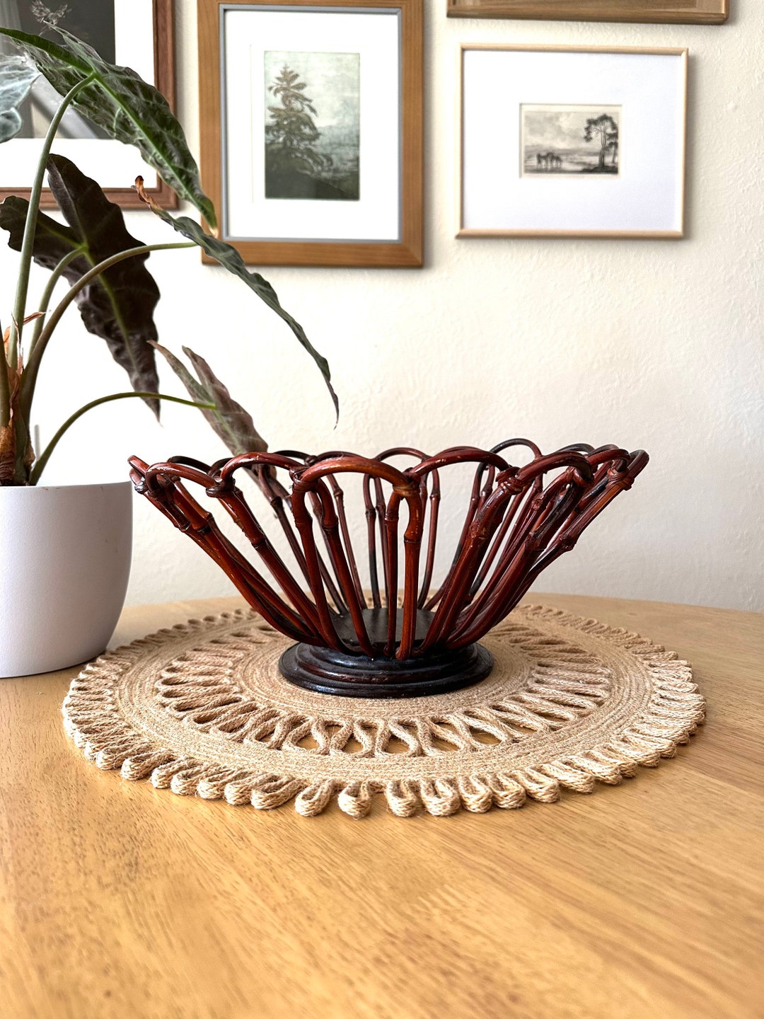 Large Wood Basket Wooden Fruit Bowl Wood Gift Basket Bent Wood Basket