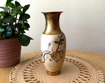 Brass Vase Floral Vase Cloisonné Decor Table Centerpiece Dining Room Decor