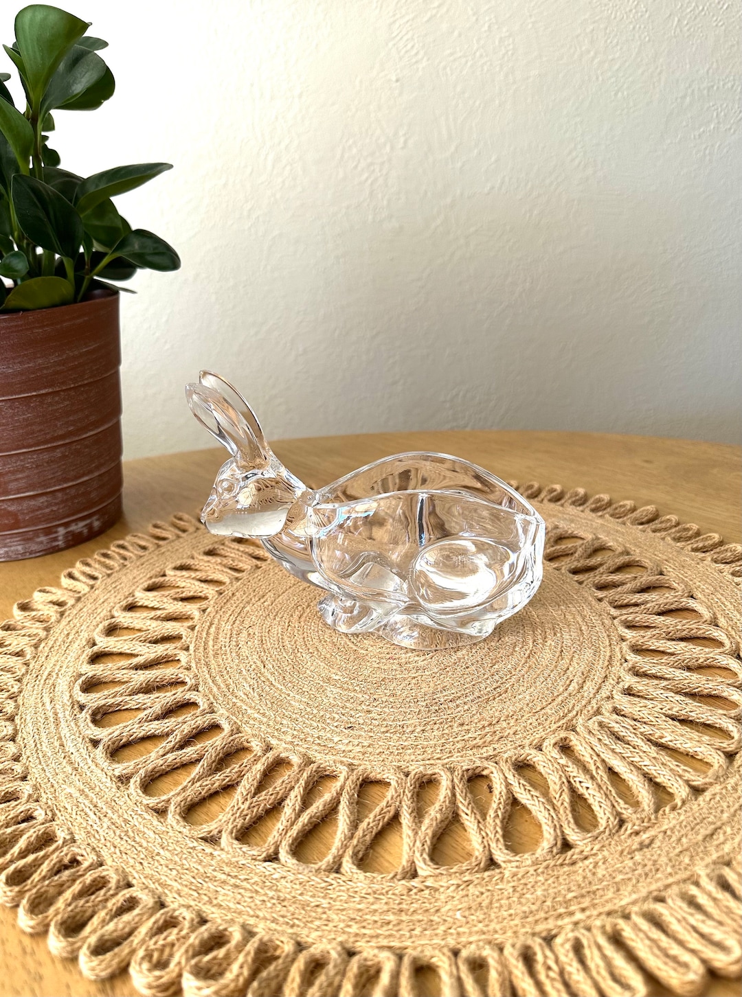 Glass Rabbit Dish Glass Bunny Trinket Dish Bunny Candy Dish Rabbit ...