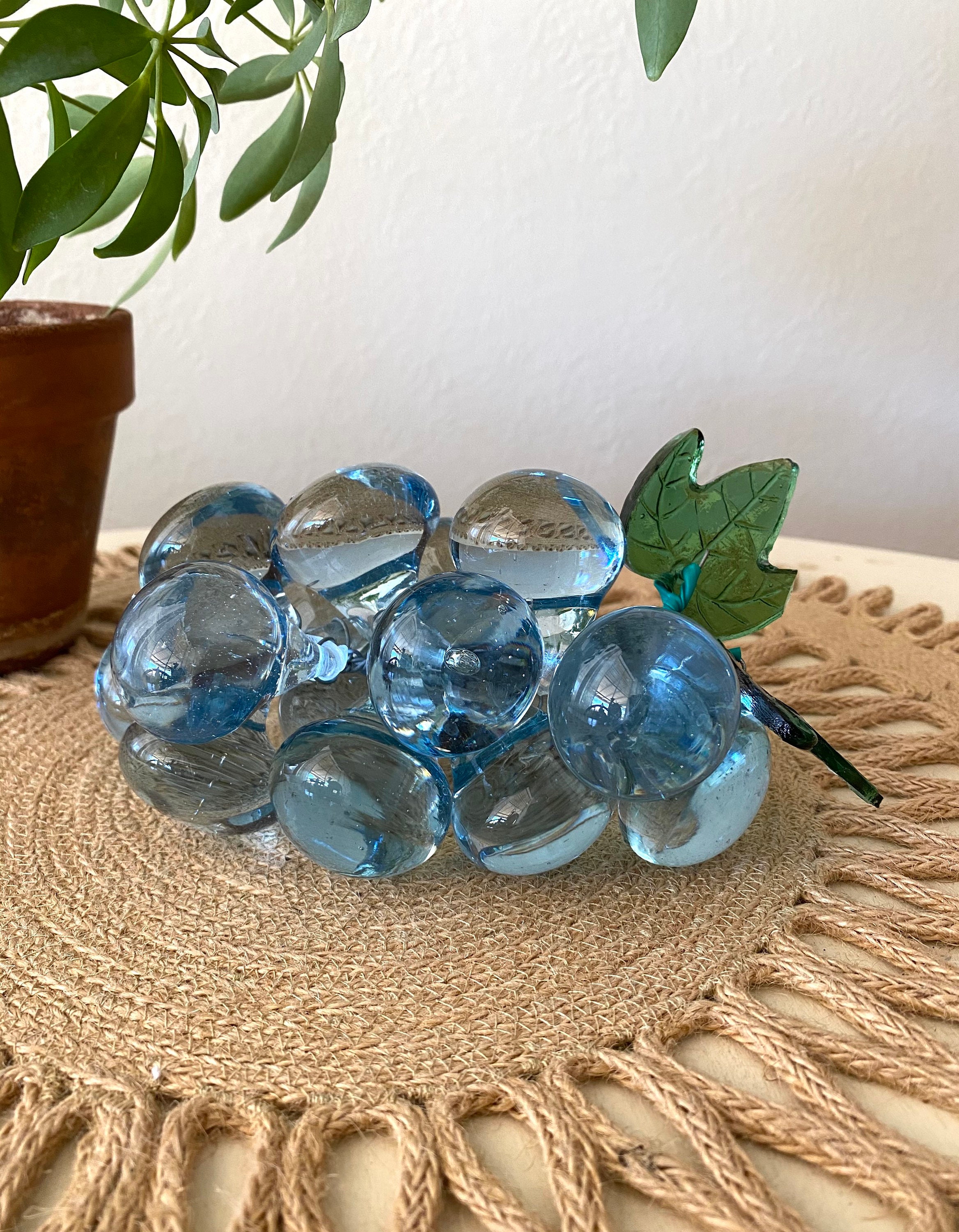 Blue Glass Grapes / Glass Fruit / Vintage Table Decor | Etsy
