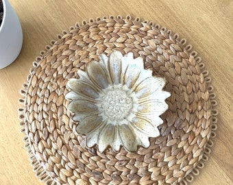 Ceramic Flower Bowl / Neutral Table Decor / Small Pottery Bowl