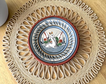Ceramic Plate Wall Hanging Mexican Folk Art Deer Plate Tonala Pottery Plate Wall Art