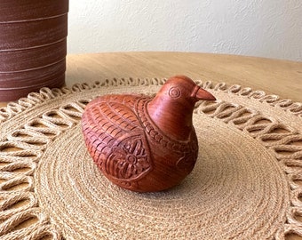 Wooden Bird Statue Carved Wood Bird Folk Art Bird Statue Boho Home Decor