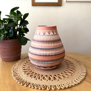 Navajo Pottery Vase Native American Pottery Vase Pink Clay Vase Southwestern Style Decor image 1