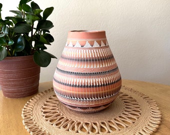 Navajo Pottery Vase Native American Pottery Vase Pink Clay Vase Southwestern Style Decor